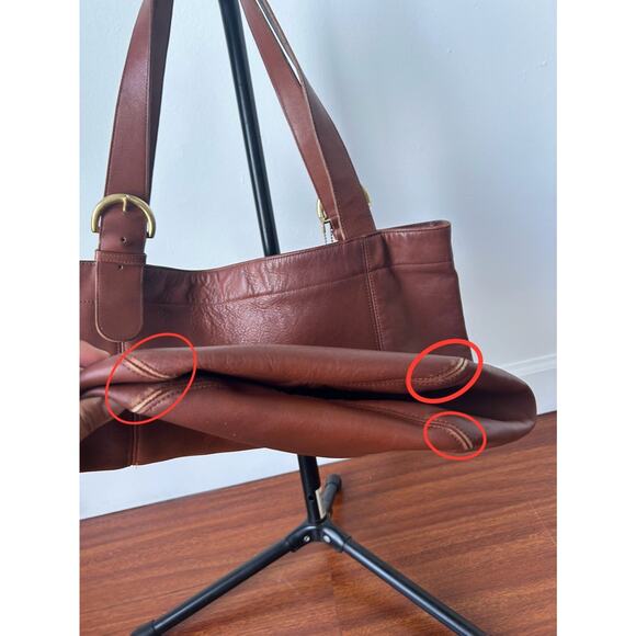 COACH Vintage 90s Duffle SOHO XL British Tan Leather tote Bag 4082 1996 PLS READ - Picture 7 of 15